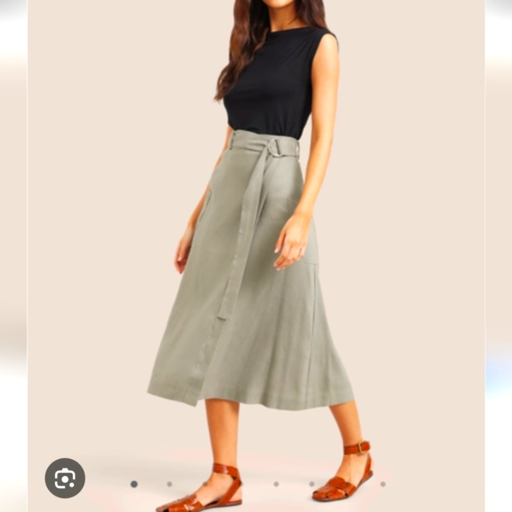 Modern Citizen Devon Belted Linen Wrap Skirt